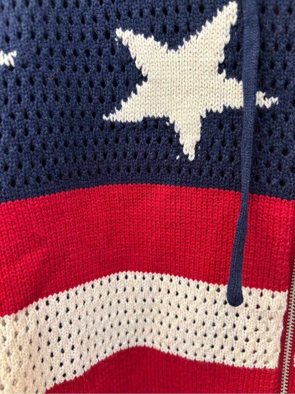NWT Lucky Brand American Flag Knit Zip Hoodie Sweater - S - Picture 4 of 9